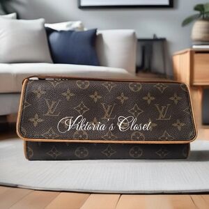 #0040-1176 LOUIS VUITTON MONOGRAM TWIN POCHETTE CROSSBODY BAG